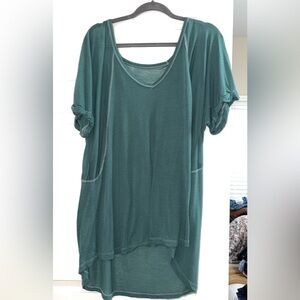 Free People Deep Green Short Sleeve Top